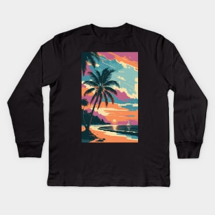 Sunset at the beach Kids Long Sleeve T-Shirt